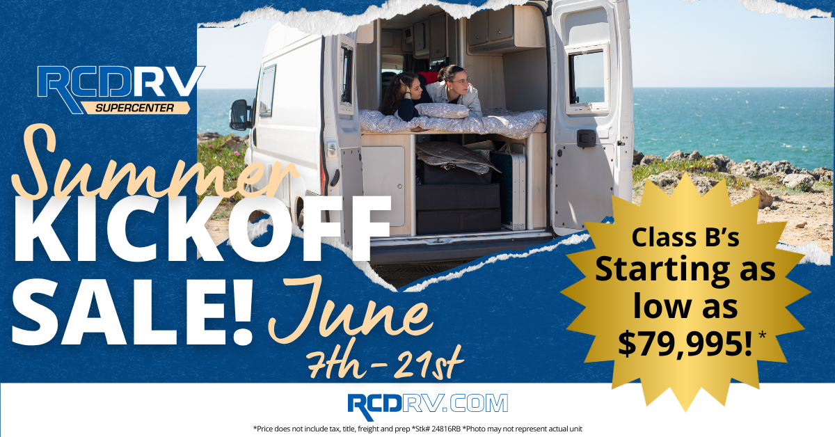 RCD RV motor home class B Summer Kickoff Sale banner